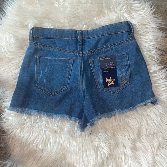 Indigo Rein Super High Rise Distressed Denim Shorts, NWT - Picture 6 of 6